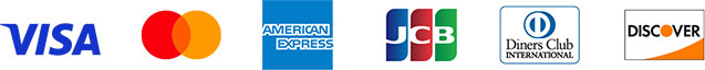 VISA、master、AMERICAN EXPRESS、JCB、Diners Club、DISCOVER
